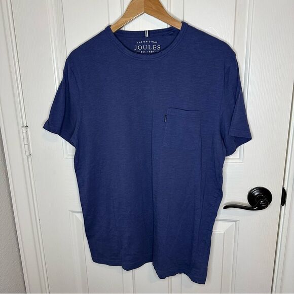 Joules Navy Blue Denton Short Sleeve Crewneck T-Shirt Sz L Minimalist Preppy - Picture 1 of 6